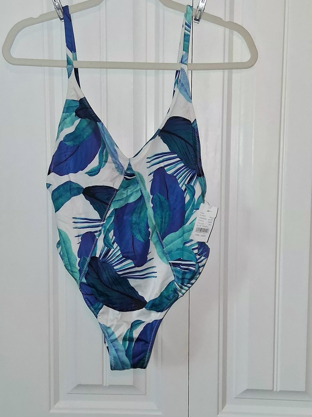 NWT LA HEARTS Women's Sz Small Blue & Teal Leaf Print One-Piece Swimsuit